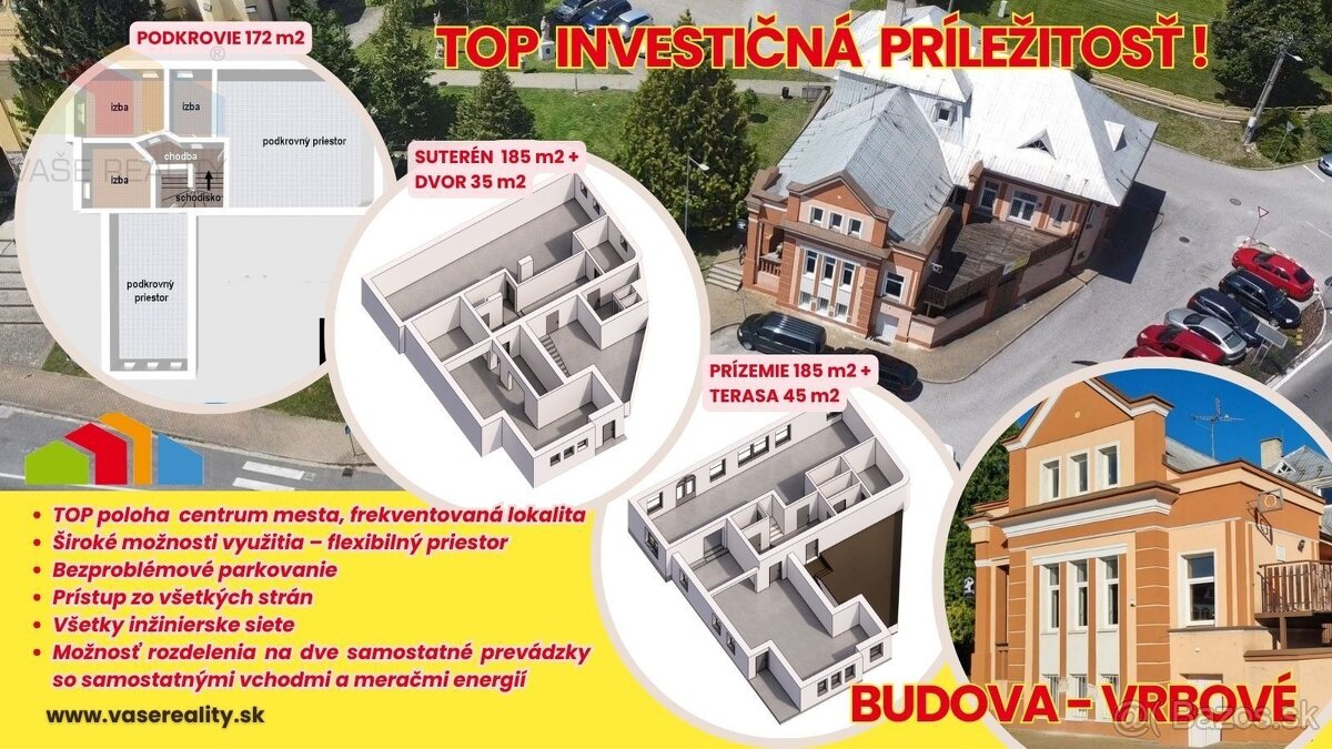 REZERVOVOVANÉ BUDOVA vo VRBOVOM - centrum