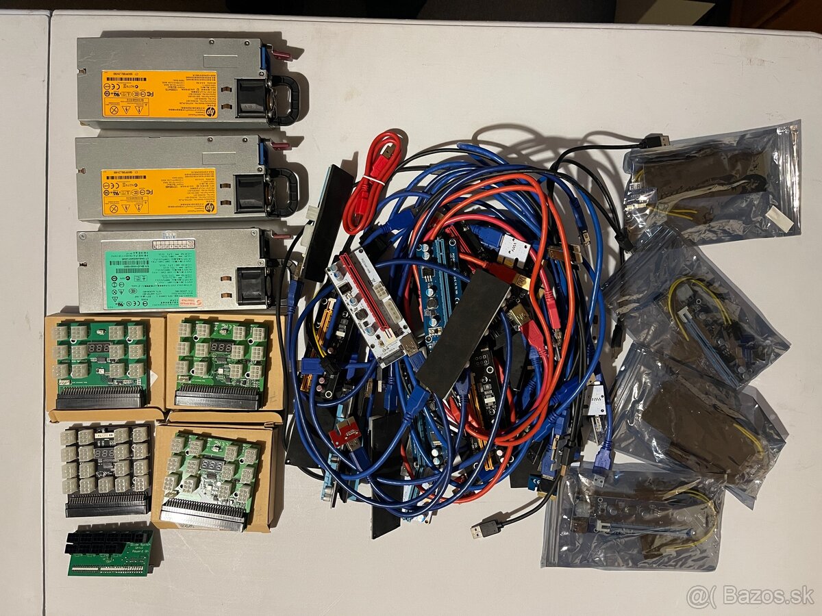 Mining zdroj, server zdroj, riser, mining rig, breakboard