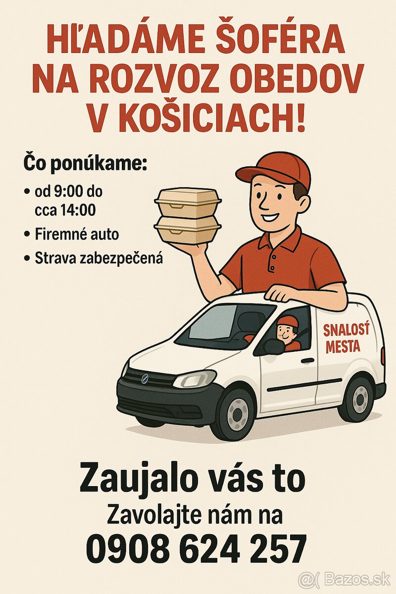 Ponuka práce obedového šoféra Košice