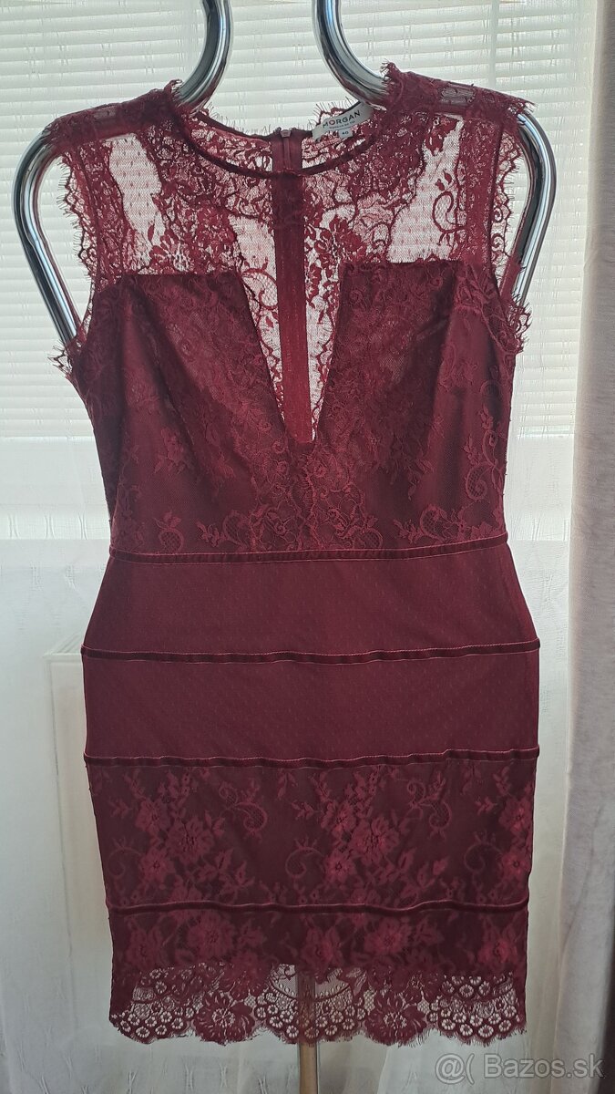 Bordové krajkové šaty veľ. 38