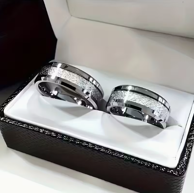 Elegantné 2ks obrúčky 8mm strieborné so vzorom