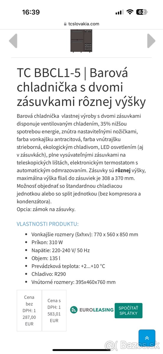 Barová chladnicka 2 zásuvky profi TOP