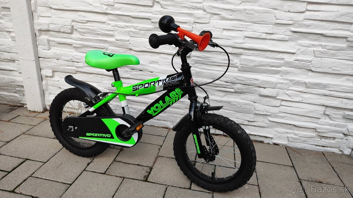 Detský bicykel Volare Sportivo Green Black 14" +pom.koliesk