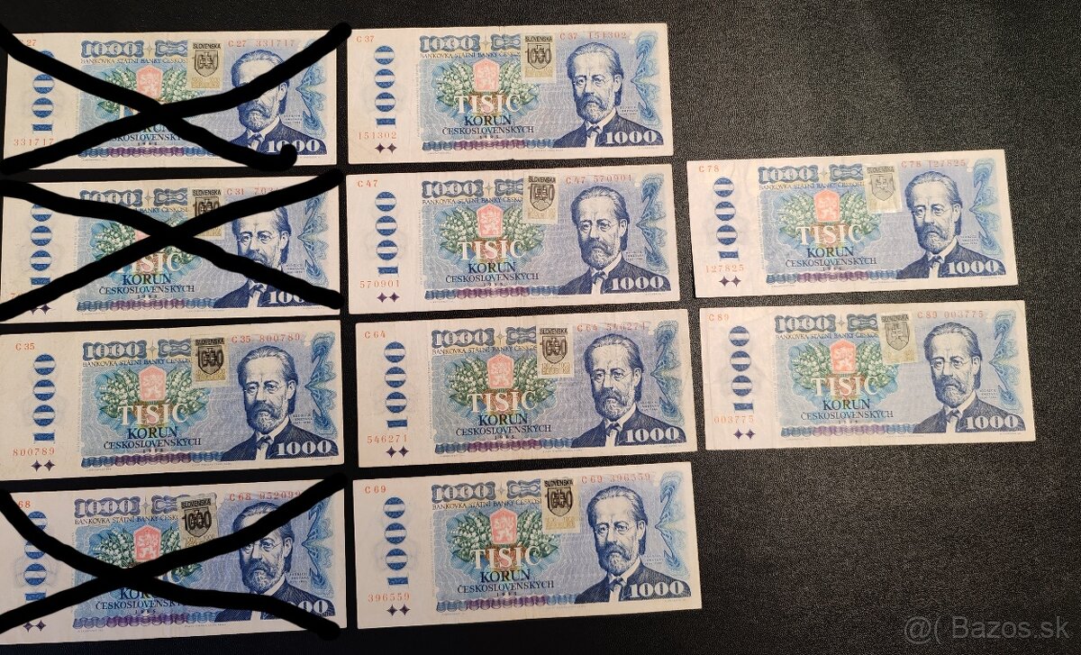 1000 kčs, Slovenský kolok, 1985, 23€ kus