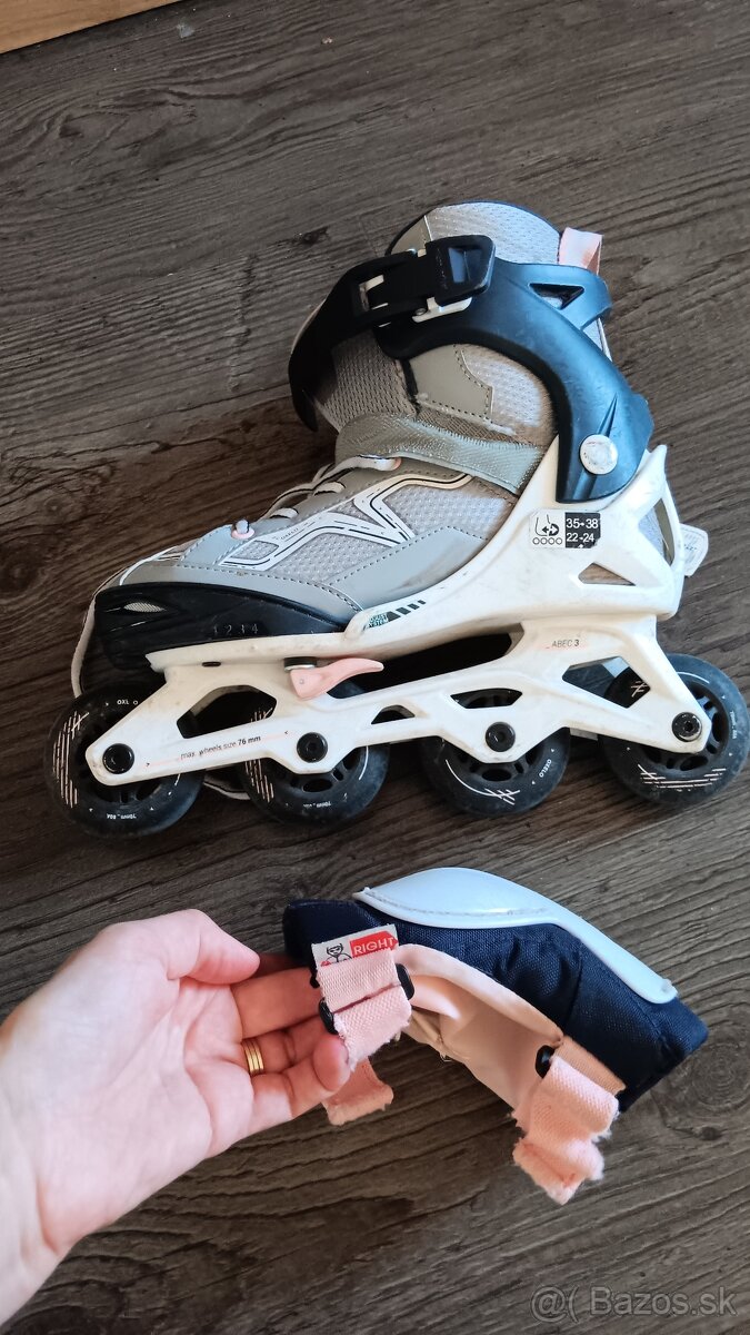Predám detské kolieskové korčule decathlon chrániče a prilby