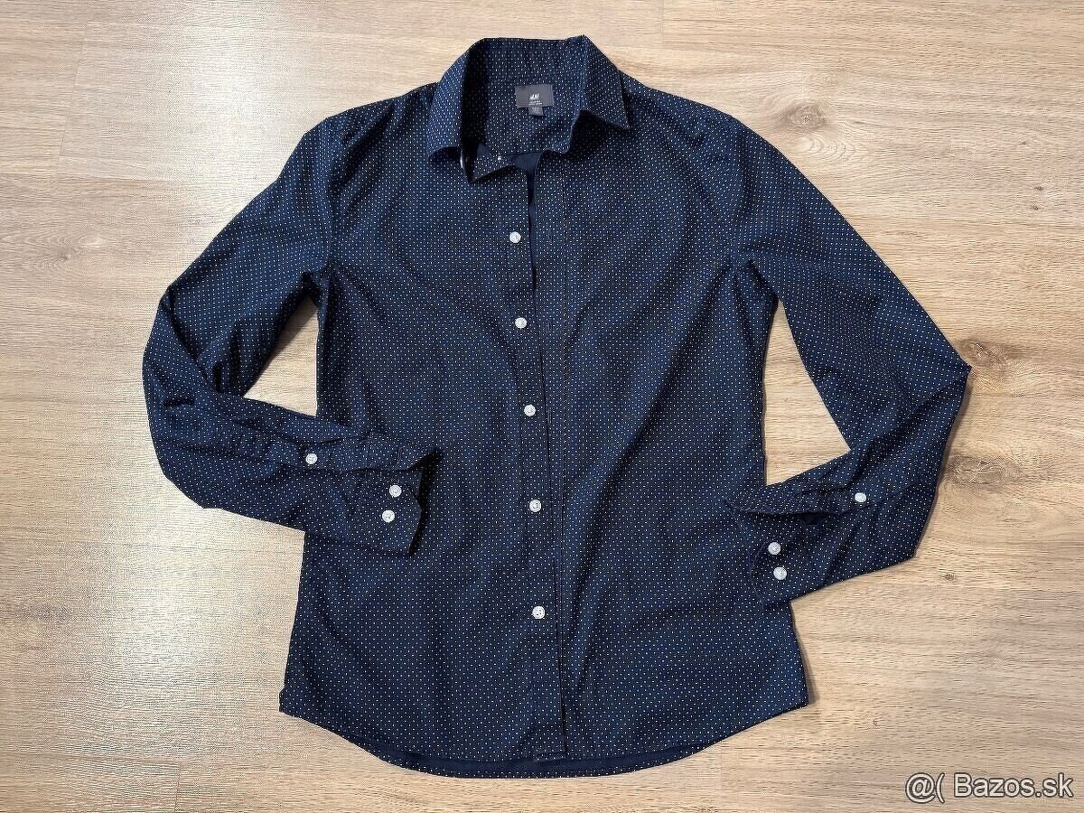 Pánska H&M modrá bodkovaná košeľa