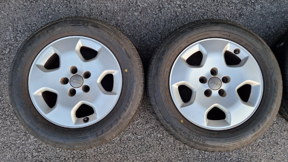 Audi Disky R15, 6J, ET38, 5x100, letné pneu 205/60 r15