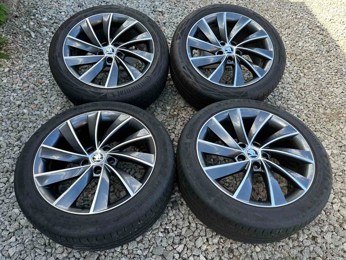 Alu disky s pneu letné 18" škoda originál