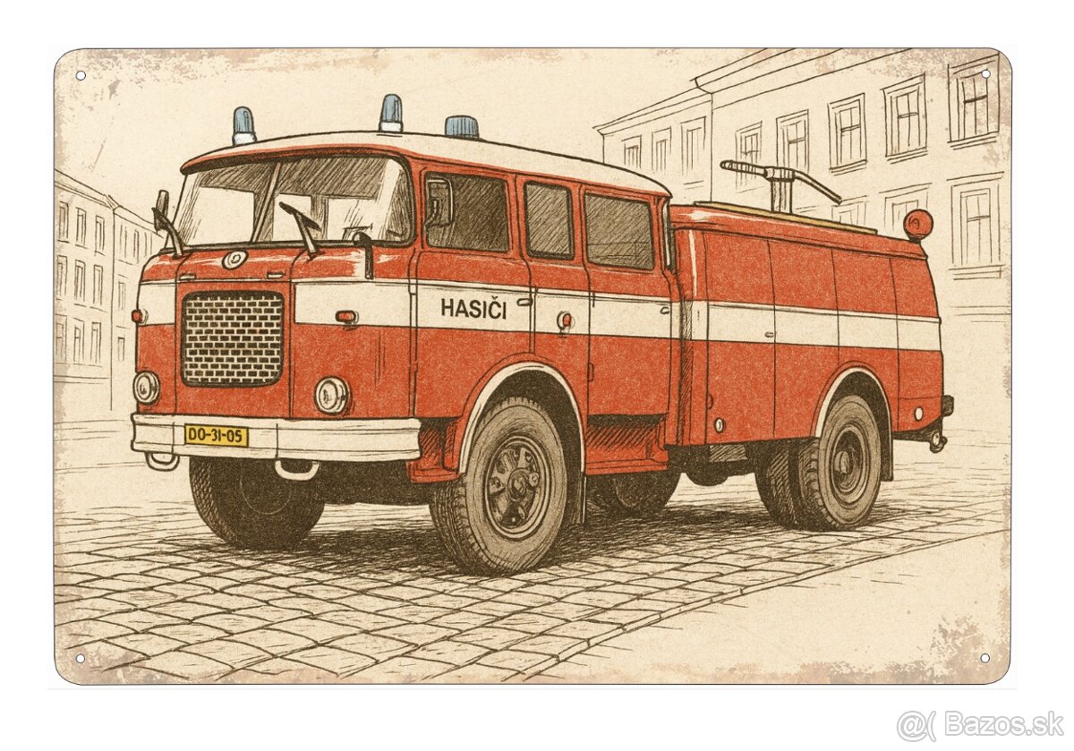 plechová cedule - požární vozidlo Škoda 706 RTHP CAS-24