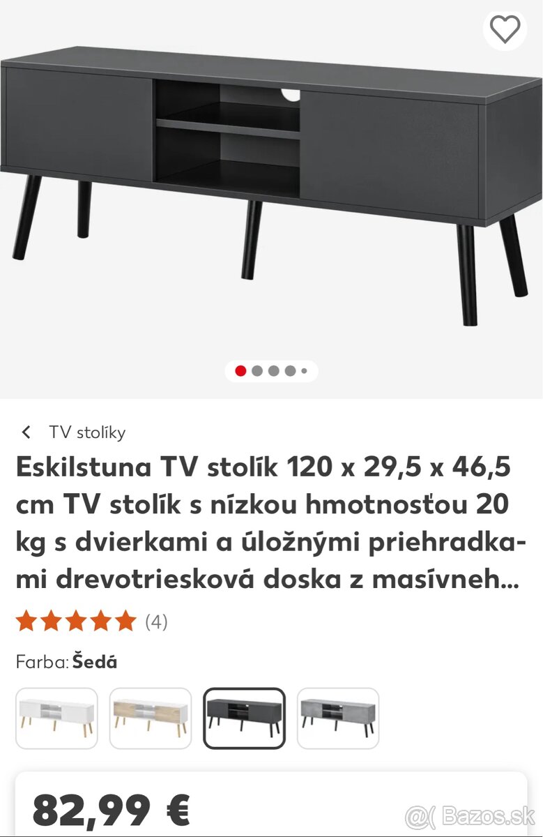 Tv stolik antracit + čierne nožičky