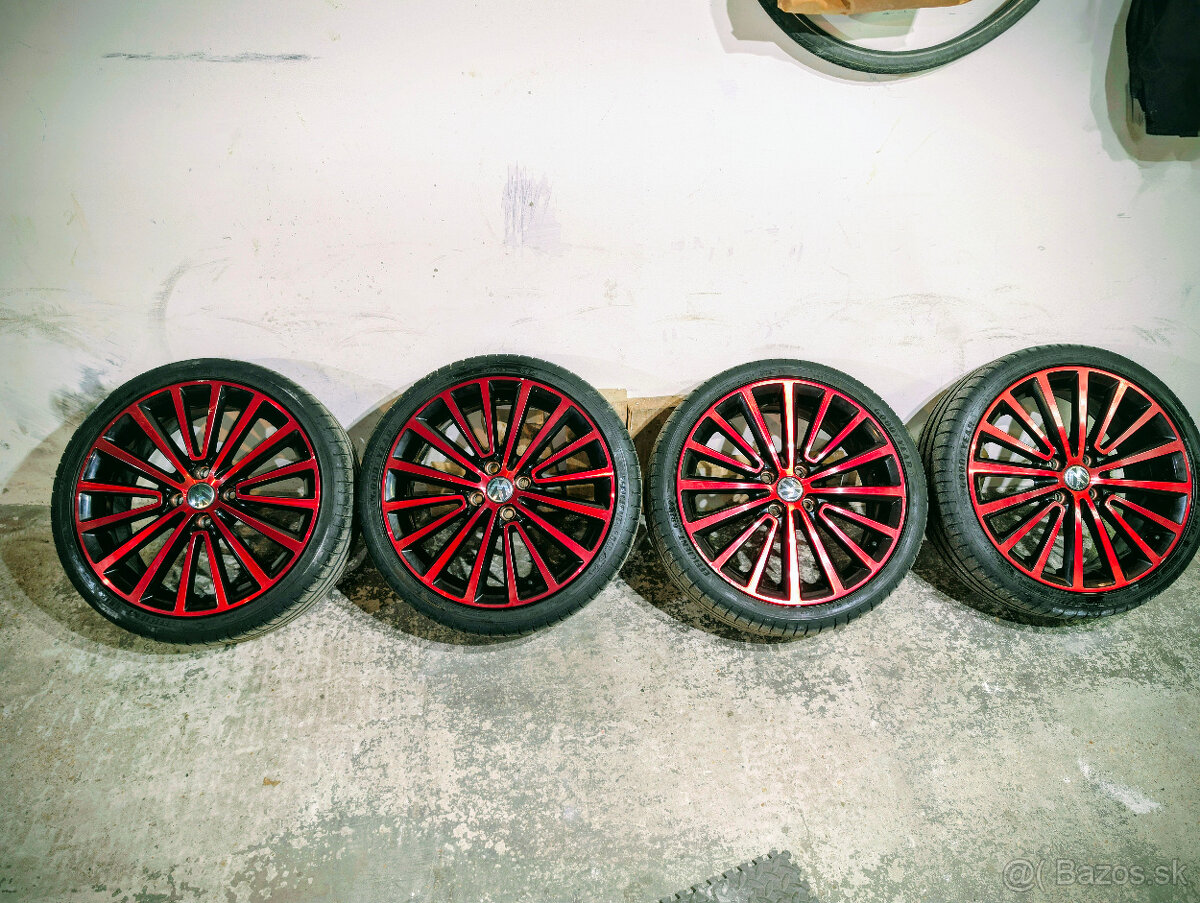 originál ALU disky VW UP 17" - model POLYGON (Black/Red)