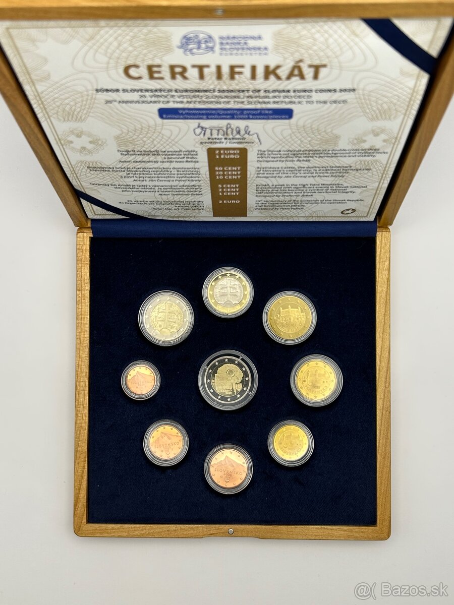 2€ OECD privátna euro sada proof 2020 2€ 1€ a cent