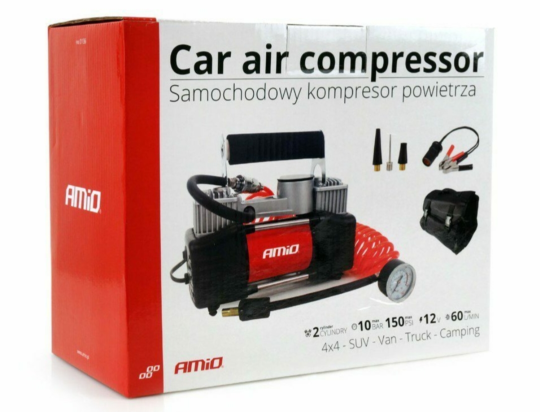 Kompresor do auta kovový dvoupístový 12V 10 BAR