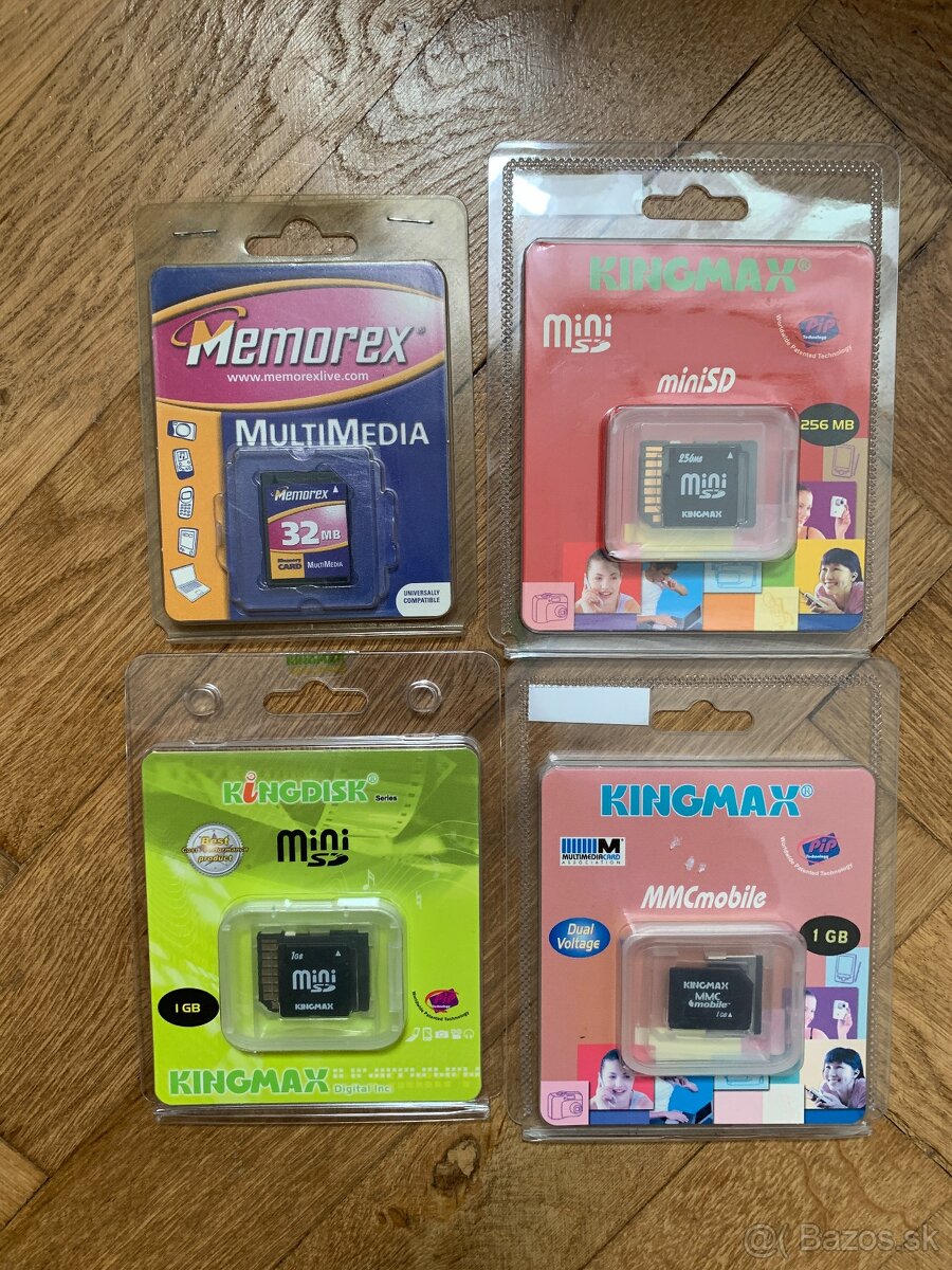 Predám pamäťové karty SD, miniSD a MMC Kingmax a Memorex