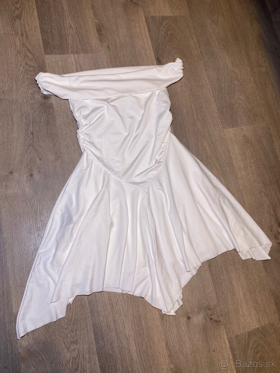 Dámske biele šaty s odhalenými ramenami, veľkosť XS