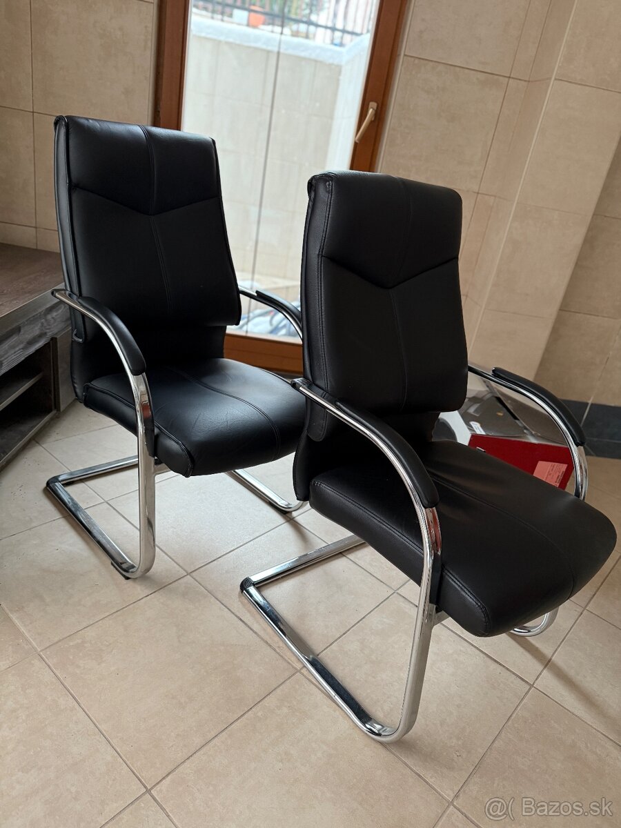2x Stolička - kožená, administratívna