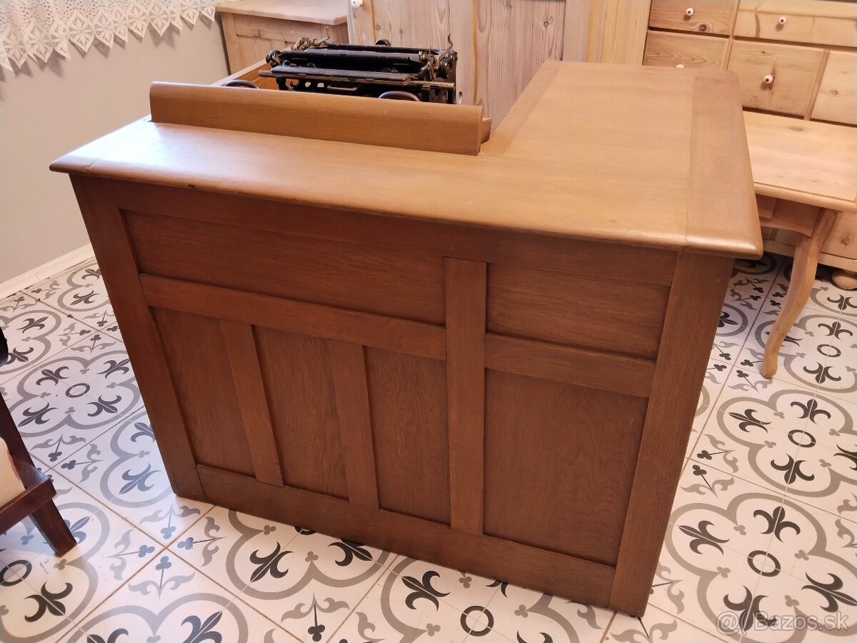 Starožitný, americký, psací stůl s roletou - 10