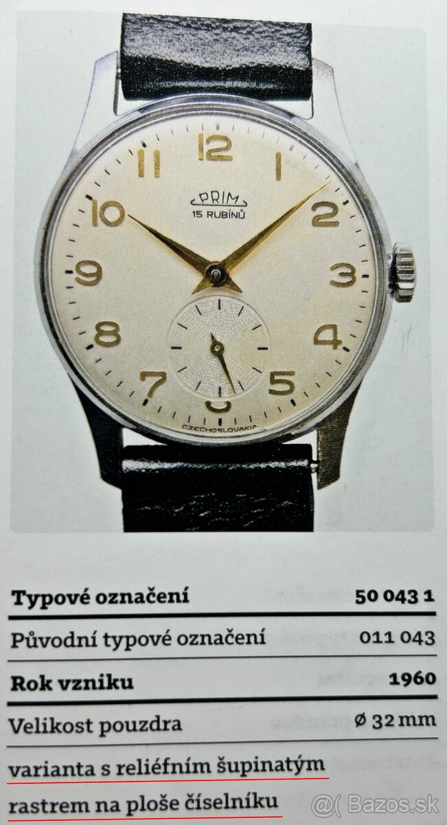 Československé mechanické vintage retro hodinky PRIM Šupináč - 10