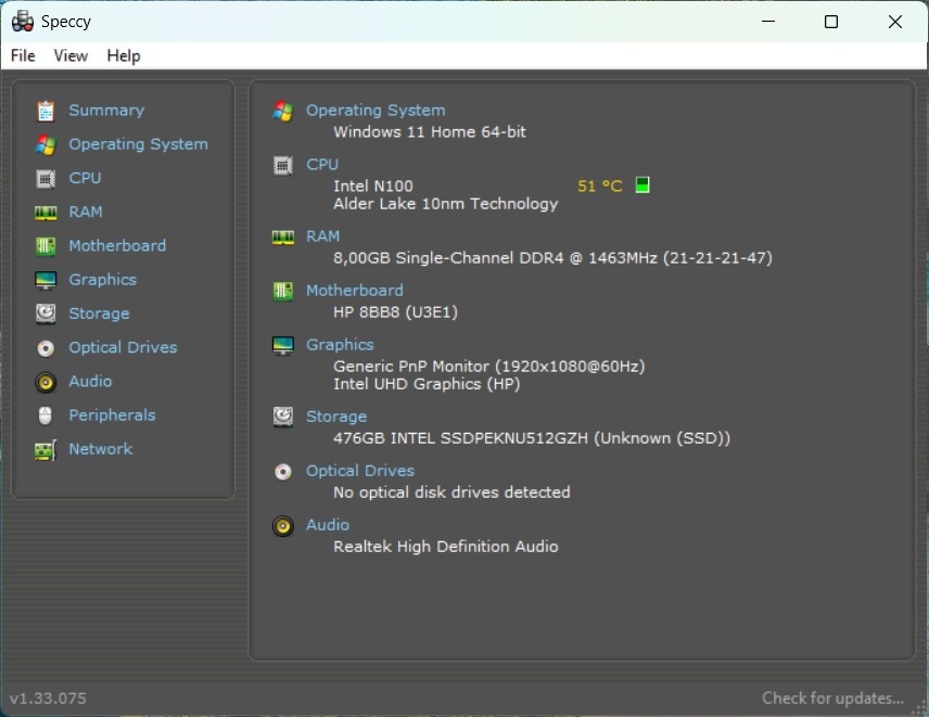 HP 15-fd0651nc/Intel N100/8GB RAM/FHD/512GB SSD/Bat ok - 10