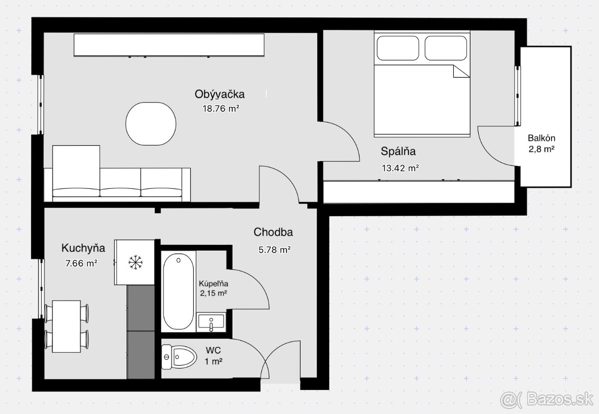 2 izbový byt s balkónom – ul. Hollého, Michalovce - 10