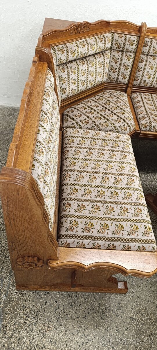 Rustikální jídelní kout, rohová lavice, stůl, křesla, židle - 10