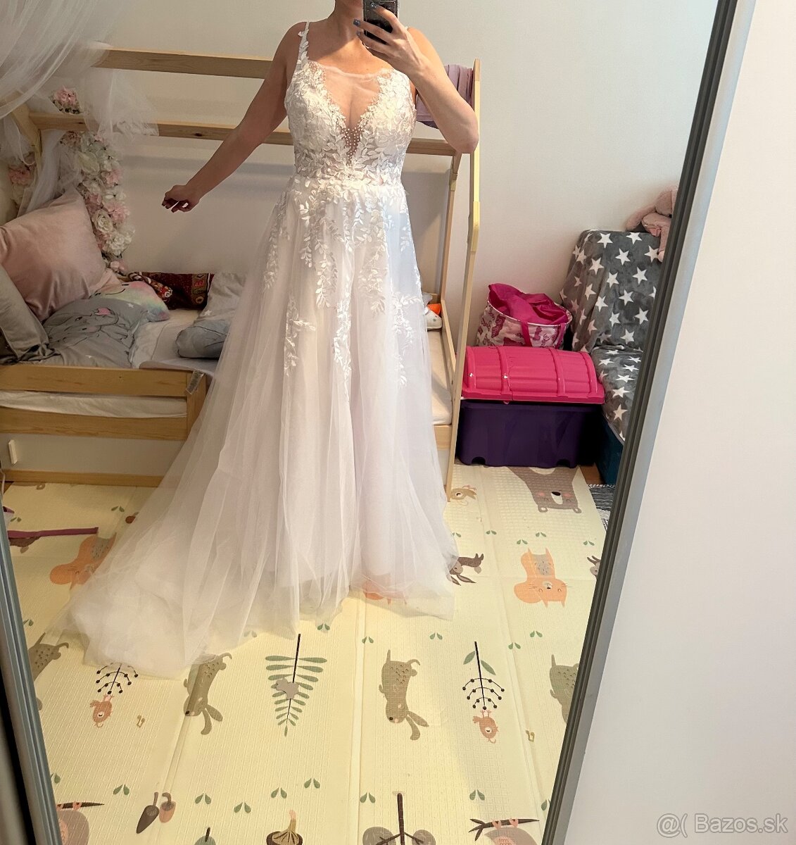 Krasne nové nenosené svadobné biele šaty na ramienka, 36 - 10