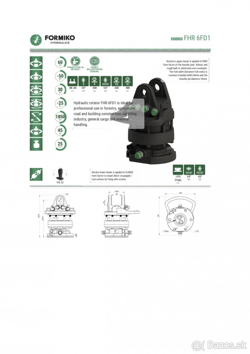 hydraulický rotátor FORMIKO 6t FHR 6FD1 - 10