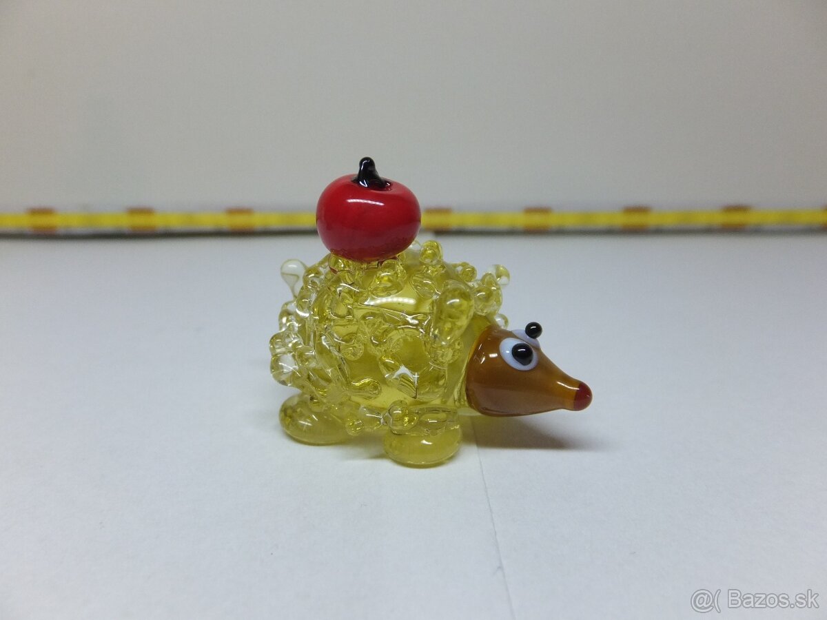 Set, staré skleněné figurky, slon, sněhulák, ježek. - 10