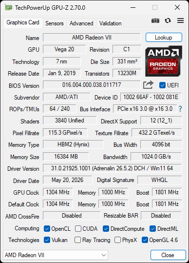 AMD Radeon VII 16 GB - 10