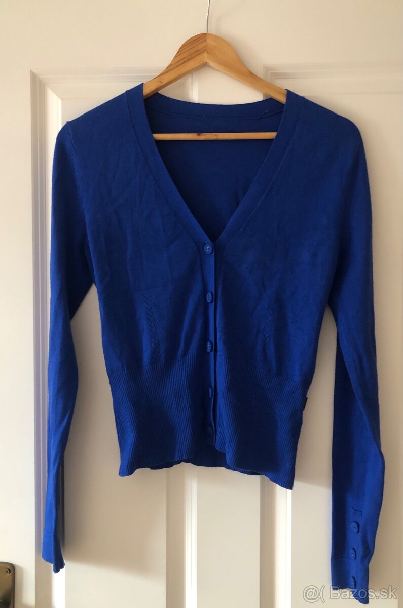 Kráľovsky modrý sveter na gombíky, Anna Scott, S/36 - 10