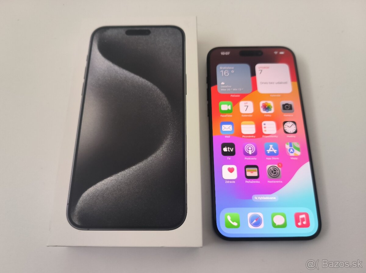 apple iphone 15 PRO 128gb Black Titanium / Batéria 88% - 10