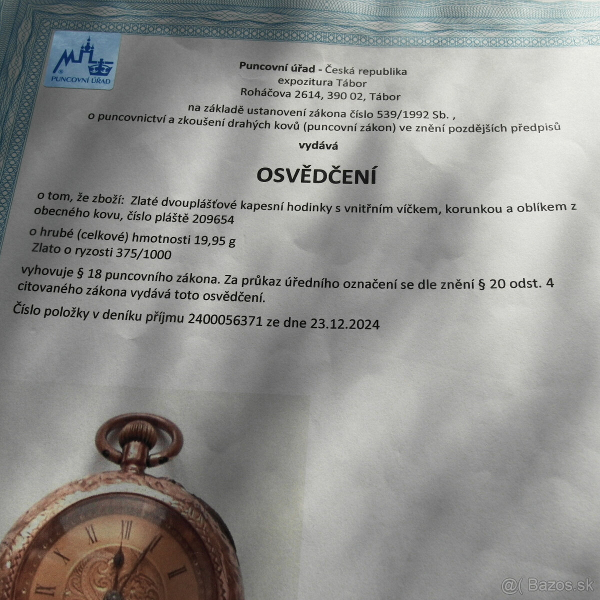 Vreckové hodinky zlato 9K - 10