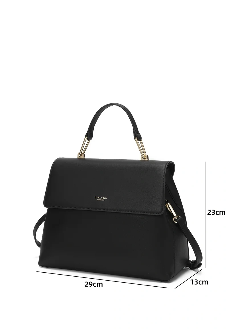 čierna kožená kabelka carlheim - nová - 10