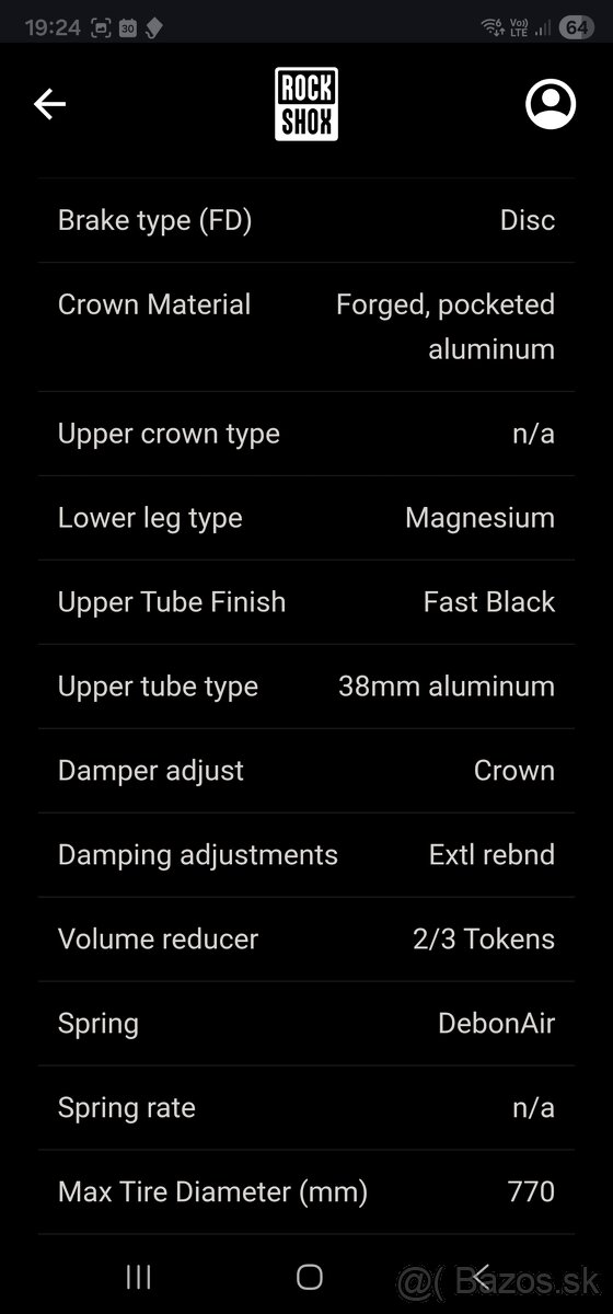 Vidlica Domain R 29' rockshock - 10