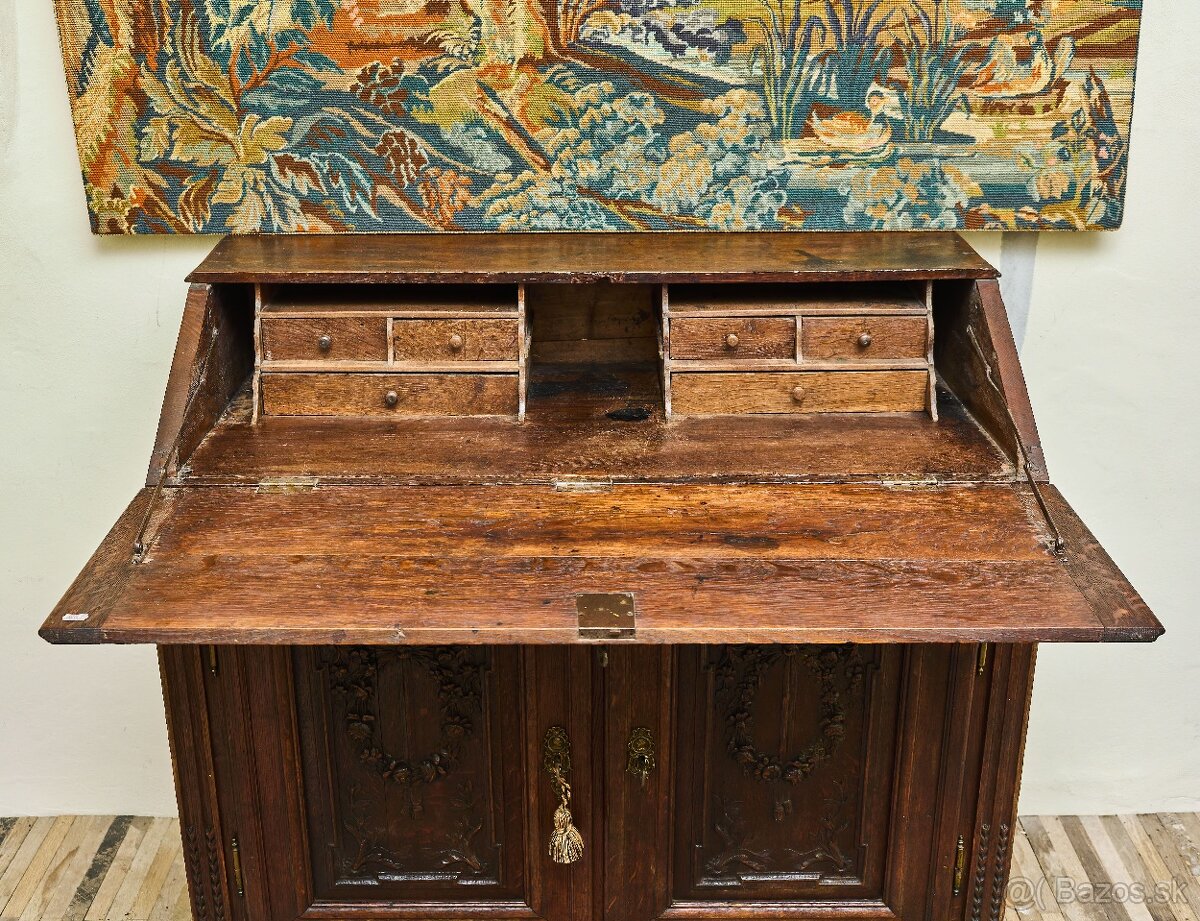 Klasicistický dubový sekretár s komodou z obdobia okolo roku - 10