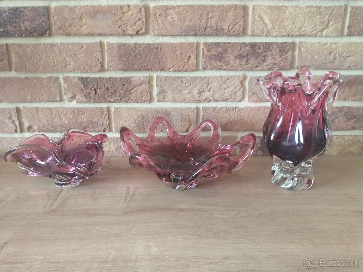 váza, košík, fúkané sklo, misa, hutné sklo - 10
