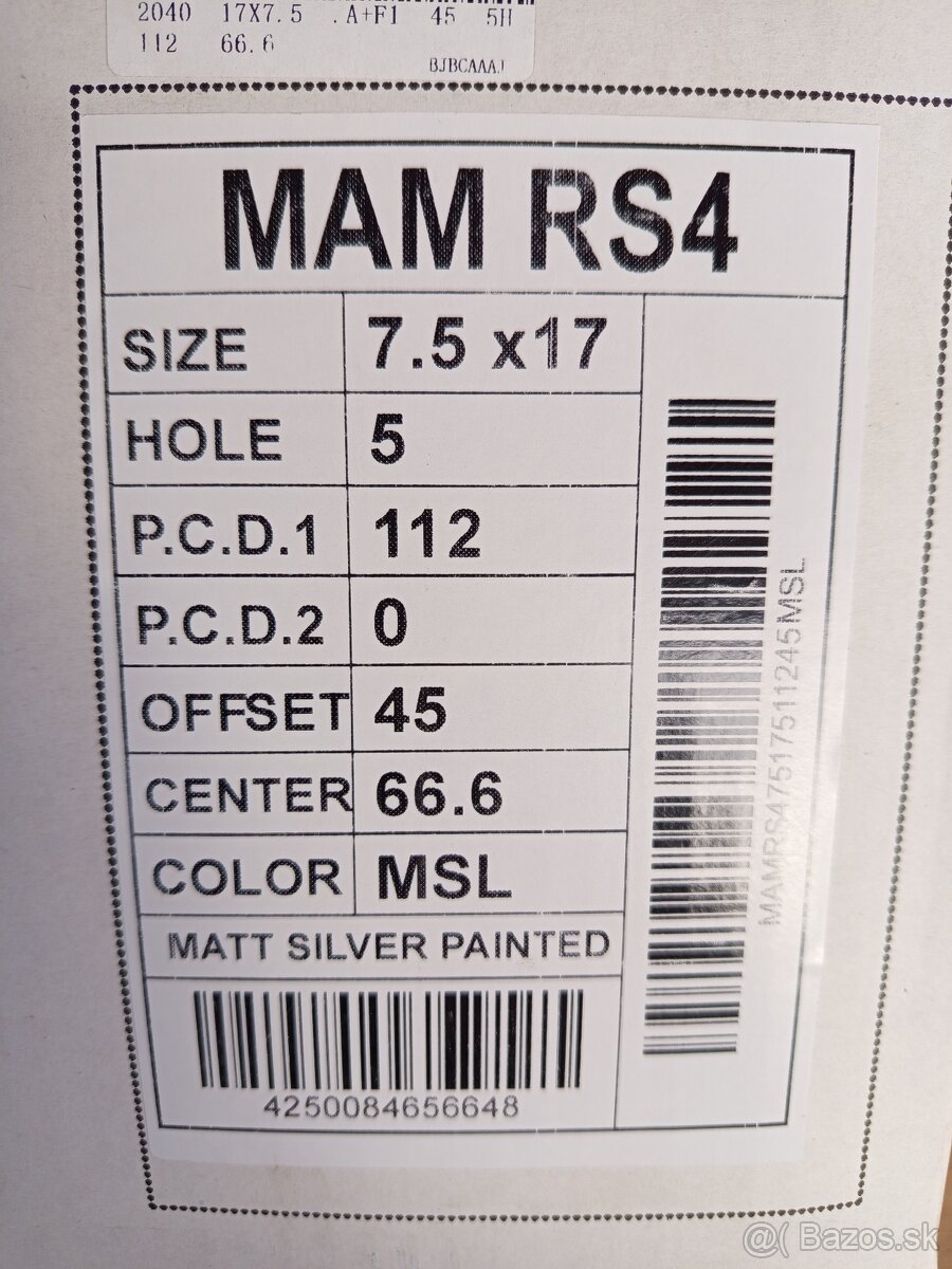 Alu disky R17 5x112 7.5J ET45 A Et35 MAM RS4 Audi Škoda Vw - 10