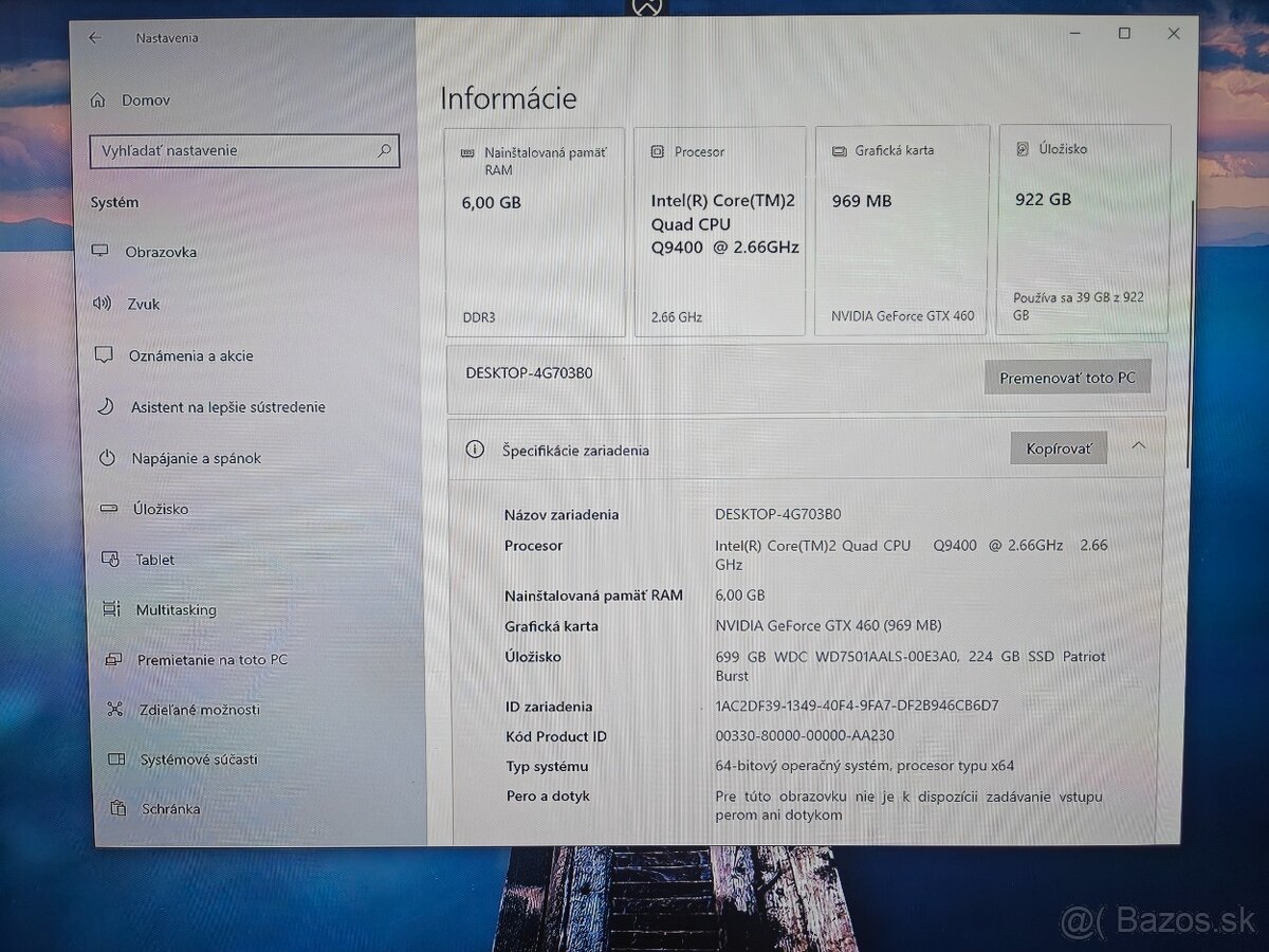 Intel Q9400 6GB GTX460 SSD - 10