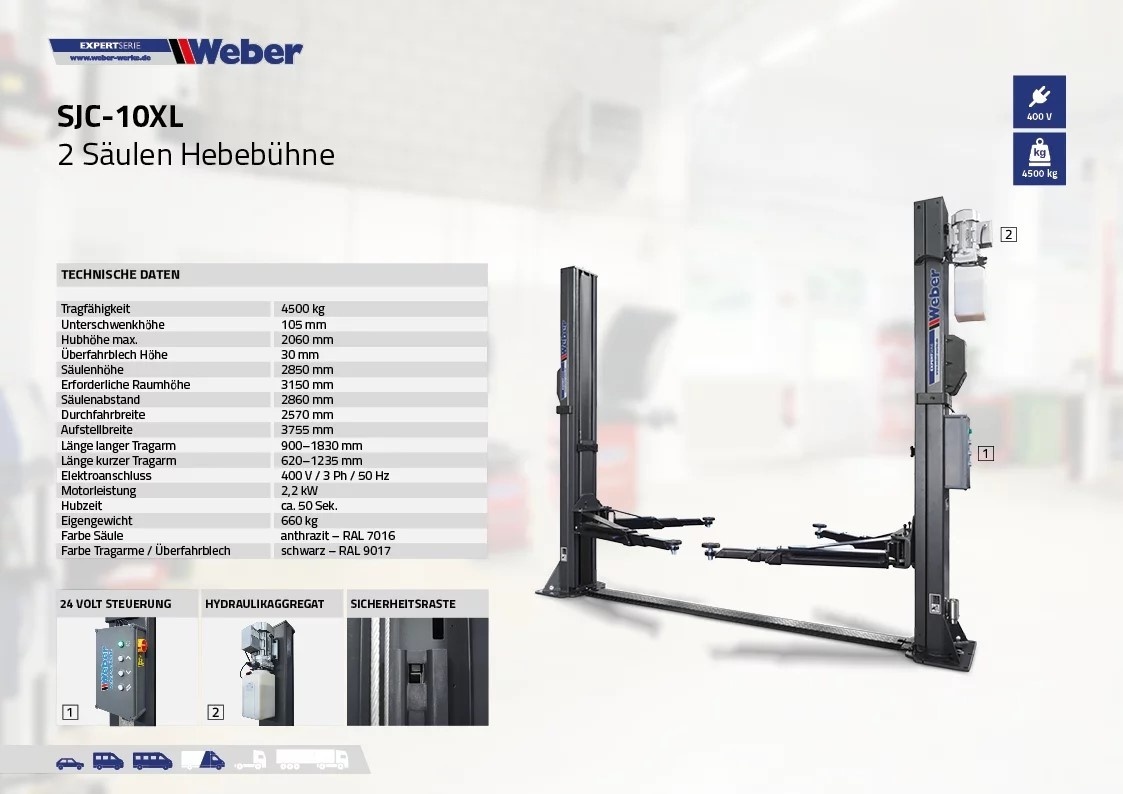 NEMECKÝ dvojstĺpový zdvihák 4.2 a 4.5T WEBER - AUTOMAT - 10