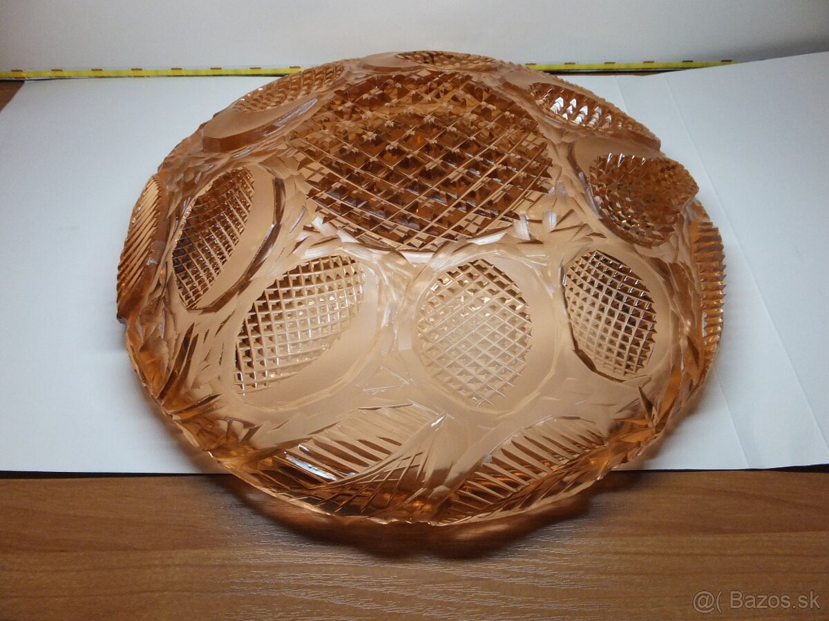 Bohatě broušená rosalinová velká mísa, váha 1713 g. - 10