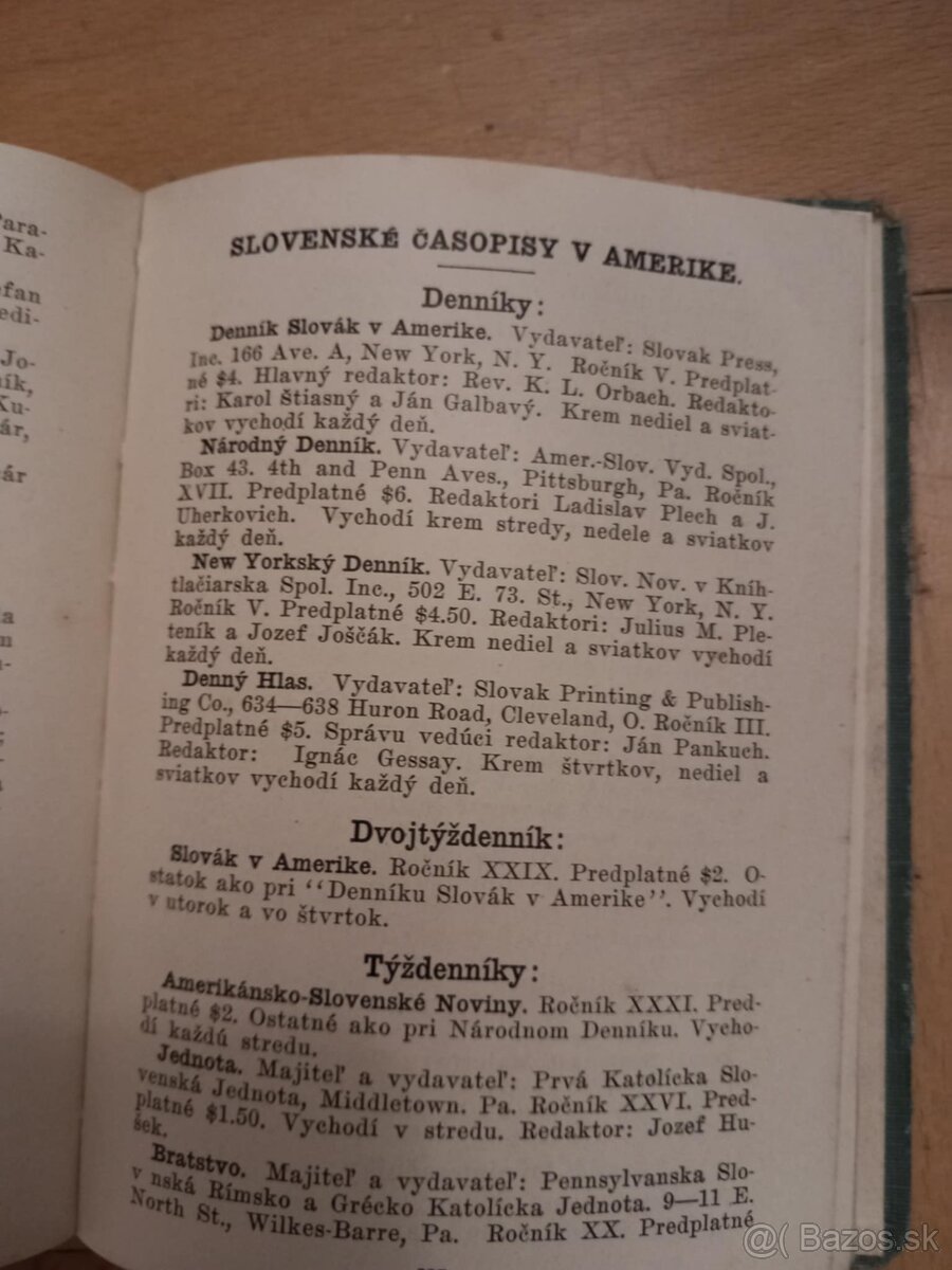 SLOVENSKO AMERICKÝ vreckový kalendár 1918 - 10