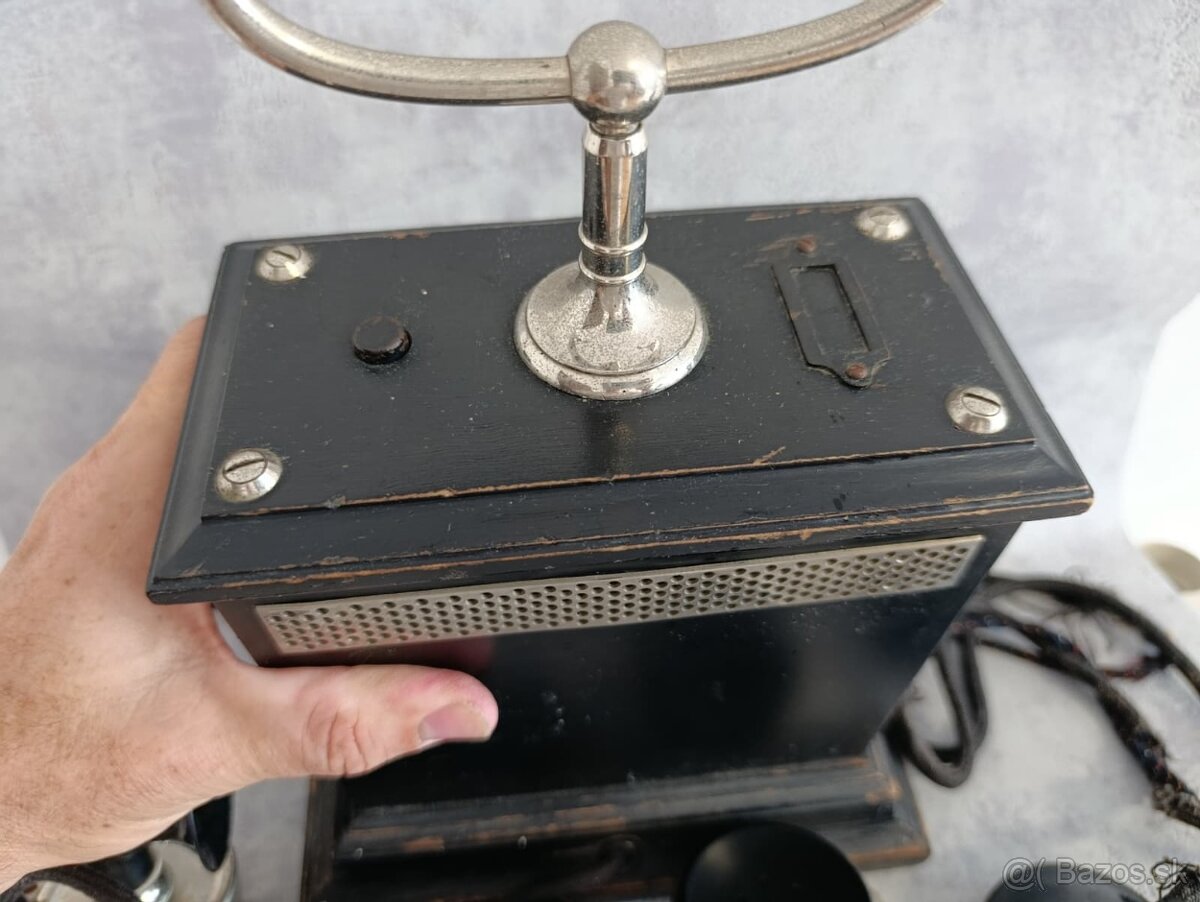 Starožitný švédský dvouklikový telefon z roku 1920-30 - 10