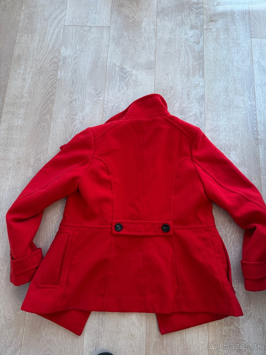 H&M červený kabát krátky, veľkosť 40 (sedí na medium) - 10