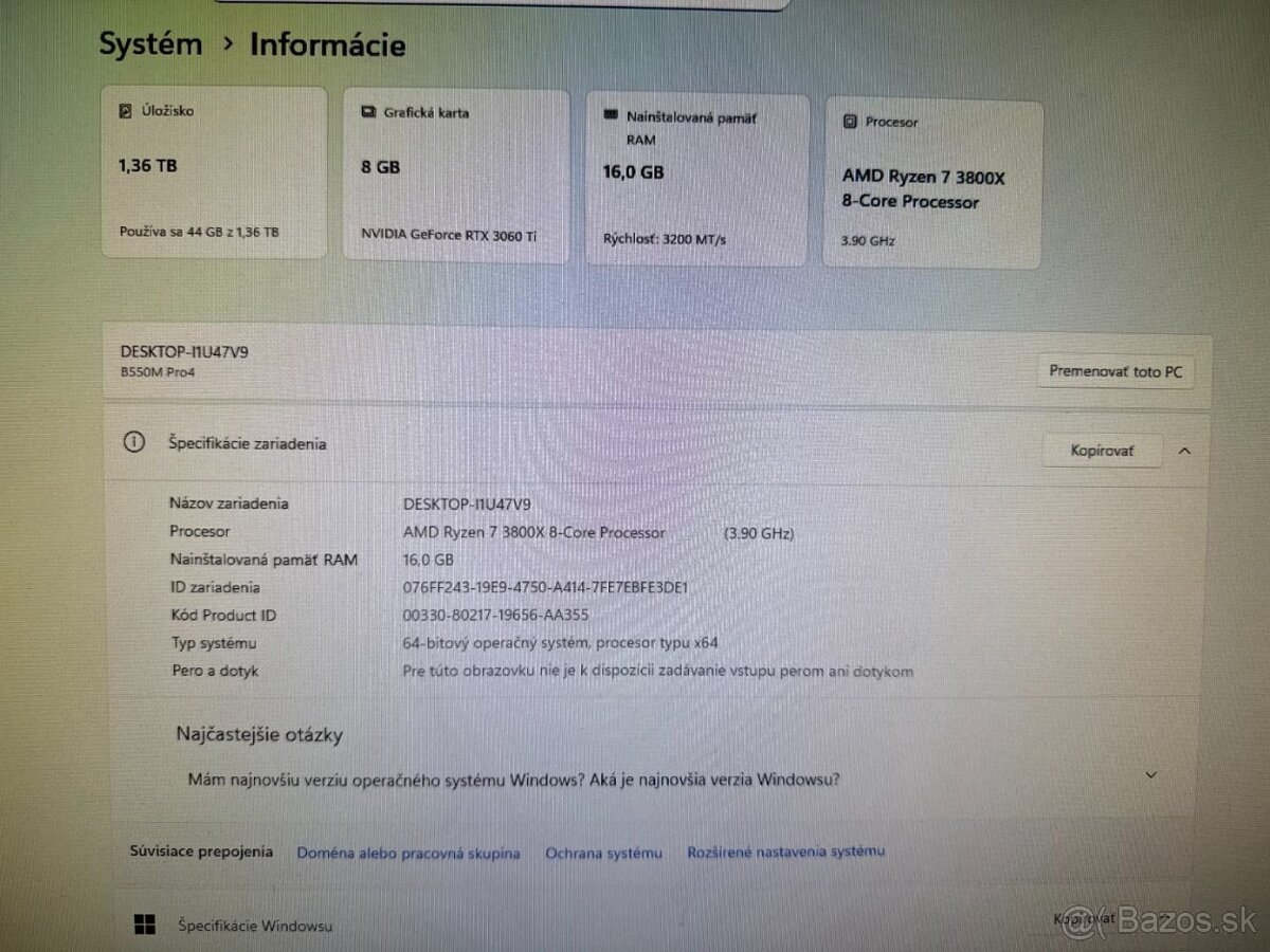 Herný počítač Ryzen 7 3800X / RTX 3060 Ti / 16GB / 500GB SSD - 10