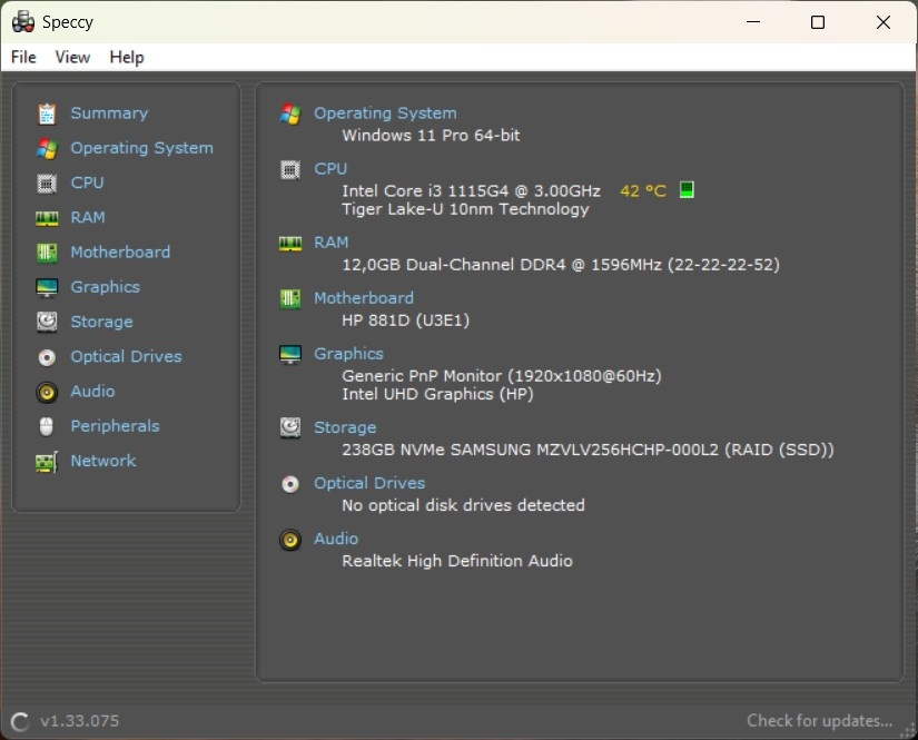 HP 250 G8 /Core i3-1115G4/12GB RAM/FHD/256GB SSD/Bat ok - 10