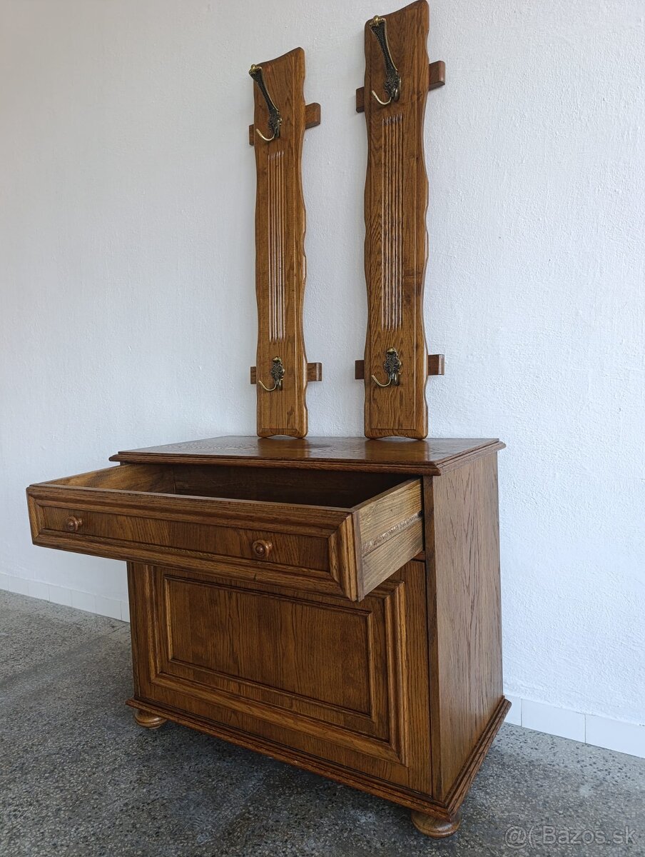 Rustikální botník, věšáky, předsíňový set, masív - 10