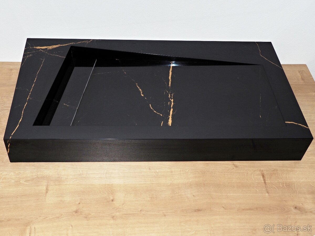 Čierne dizajnové umývadlo 80cm široké, umývadlo z dlažby - 10