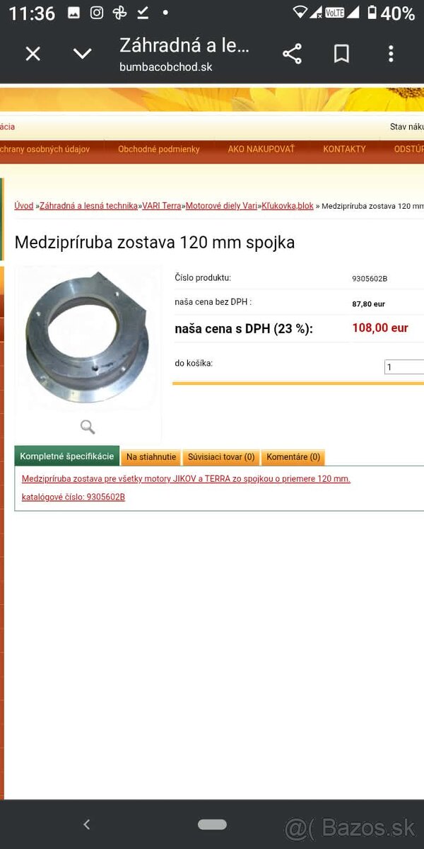 Vari spojka + medzipríruba 120 - 10