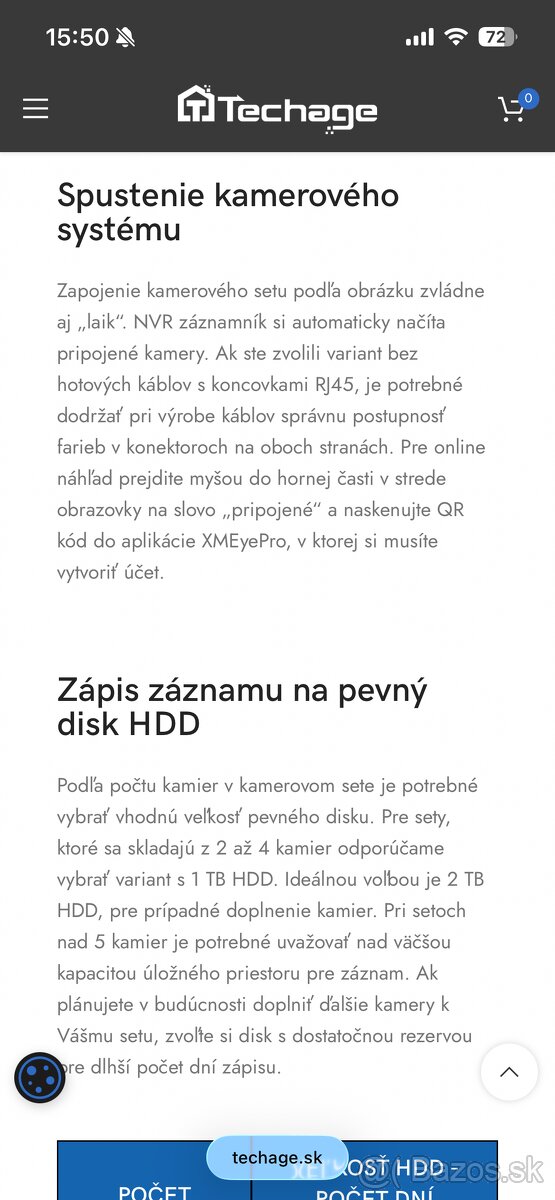 Techage kamerový systém 4x 5MP kamera, NVR + kabeláž - 10