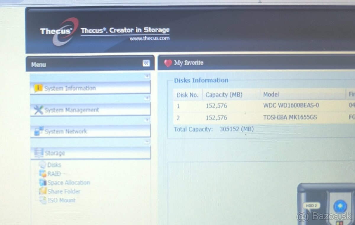 Predám NAS/DAS server Thecus N2200+ - 10
